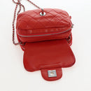 CHANEL Matelasse Chain Shoulder Wallet Lamb Skin Orange Silver CC Auth 207243V-17