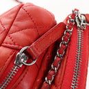 CHANEL Matelasse Chain Shoulder Wallet Lamb Skin Orange Silver CC Auth 207243V-19