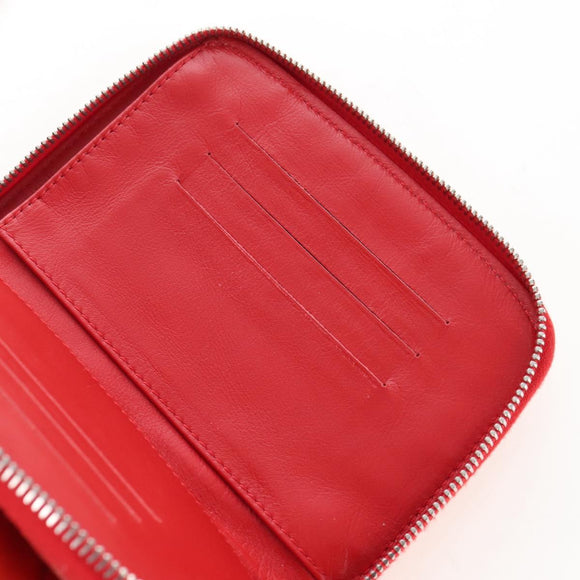 CHANEL Matelasse Chain Shoulder Wallet Lamb Skin Orange Silver CC Auth 207243V