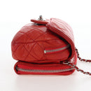 CHANEL Matelasse Chain Shoulder Wallet Lamb Skin Orange Silver CC Auth 207243V-5