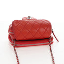 CHANEL Matelasse Chain Shoulder Wallet Lamb Skin Orange Silver CC Auth 207243V-6