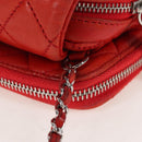 CHANEL Matelasse Chain Shoulder Wallet Lamb Skin Orange Silver CC Auth 207243V-7