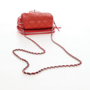CHANEL Matelasse Chain Shoulder Wallet Lamb Skin Orange Silver CC Auth 207243V-8