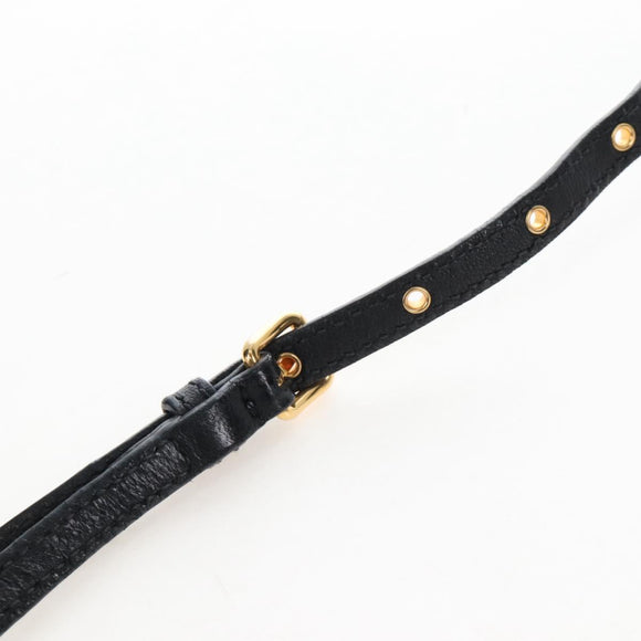 Miu Miu Matelasse Shoulder Bag Leather Black Gold Tone Auth 207246V