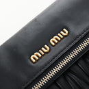Miu Miu Matelasse Shoulder Bag Leather Black Gold Tone Auth 207246V-17