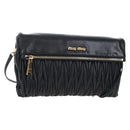 Miu Miu Matelasse Shoulder Bag Leather Black Gold Tone Auth 207246V-1