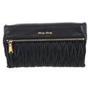 Miu Miu Matelasse Shoulder Bag Leather Black Gold Tone Auth 207246V-2