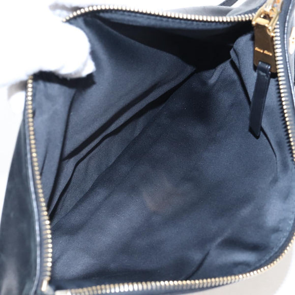Miu Miu Matelasse Shoulder Bag Leather Black Gold Tone Auth 207246V