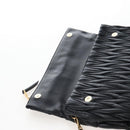 Miu Miu Matelasse Shoulder Bag Leather Black Gold Tone Auth 207246V-9