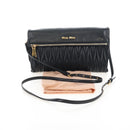 Miu Miu Matelasse Shoulder Bag Leather Black Gold Tone Auth 207246V-32