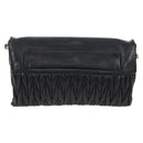 Miu Miu Matelasse Shoulder Bag Leather Black Gold Tone Auth 207246V-2
