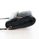 Miu Miu Matelasse Shoulder Bag Leather Black Gold Tone Auth 207246V-4