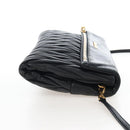 Miu Miu Matelasse Shoulder Bag Leather Black Gold Tone Auth 207246V-4