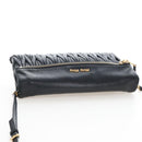 Miu Miu Matelasse Shoulder Bag Leather Black Gold Tone Auth 207246V-6
