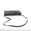 Miu Miu Matelasse Shoulder Bag Leather Black Gold Tone Auth 207246V-7