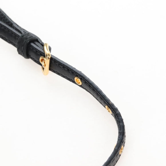 Miu Miu Matelasse Shoulder Bag Leather Black Gold Tone Auth 207246V
