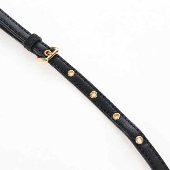 Miu Miu Matelasse Shoulder Bag Leather Black Gold Tone Auth 207246V