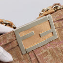 FENDI Zucca Canvas Mia Shoulder Bag Gold Pink 8BR615 Auth 207248SAM-17