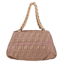 FENDI Zucca Canvas Mia Shoulder Bag Gold Pink 8BR615 Auth 207248SAM-2