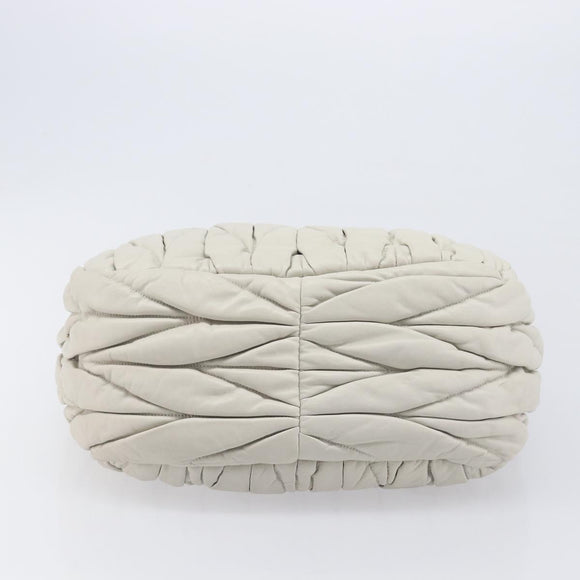 Miu Miu Matelasse Tote Bag Leather Gray Gold Tone Auth 207249A