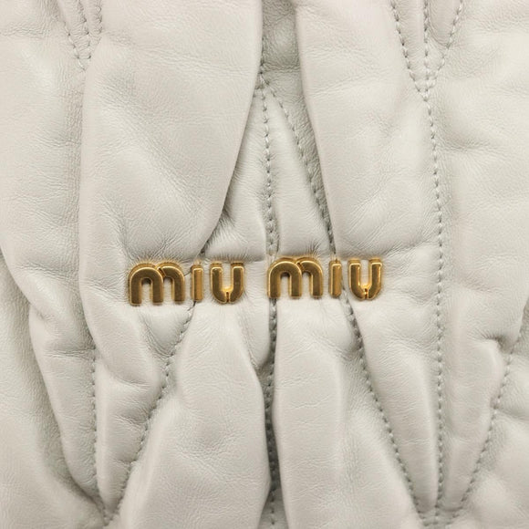 Miu Miu Matelasse Tote Bag Leather Gray Gold Tone Auth 207249A