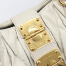 Miu Miu Matelasse Tote Bag Leather Gray Gold Tone Auth 207249A-20