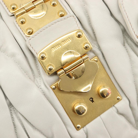 Miu Miu Matelasse Tote Bag Leather Gray Gold Tone Auth 207249A