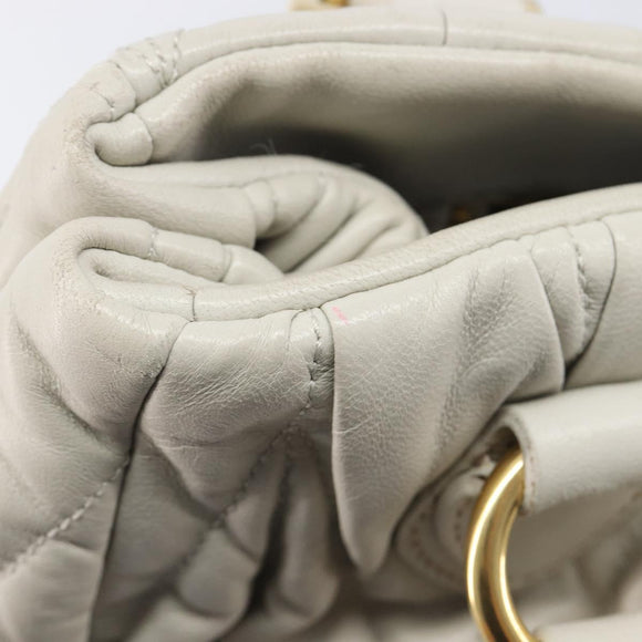 Miu Miu Matelasse Tote Bag Leather Gray Gold Tone Auth 207249A