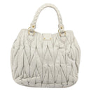 Miu Miu Matelasse Tote Bag Leather Gray Gold Tone Auth 207249A-2