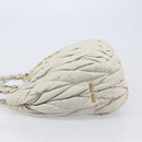 Miu Miu Matelasse Tote Bag Leather Gray Gold Tone Auth 207249A-4