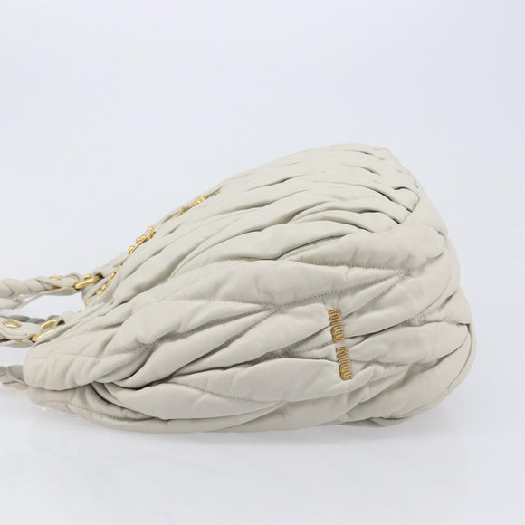 Miu Miu Matelasse Tote Bag Leather Gray Gold Tone Auth 207249A