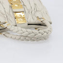 Miu Miu Matelasse Tote Bag Leather Gray Gold Tone Auth 207249A-7