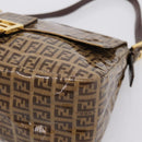 FENDI Zucchino Mamma Baguette Shoulder Bag Patent Beige Gold Tone Auth 207250V-10