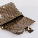 FENDI Zucchino Mamma Baguette Shoulder Bag Patent Beige Gold Tone Auth 207250V-17