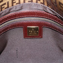 FENDI Zucchino Mamma Baguette Shoulder Bag Patent Beige Gold Tone Auth 207250V-18