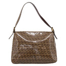 FENDI Zucchino Mamma Baguette Shoulder Bag Patent Beige Gold Tone Auth 207250V-3