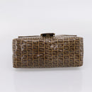 FENDI Zucchino Mamma Baguette Shoulder Bag Patent Beige Gold Tone Auth 207250V-9