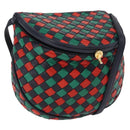 Bottega Veneta INTRECCIATO Shoulder Bag Leather Green Red Gold tone Auth 207251A-1
