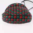 Bottega Veneta INTRECCIATO Shoulder Bag Leather Green Red Gold tone Auth 207251A-5