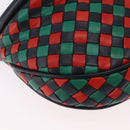 Bottega Veneta INTRECCIATO Shoulder Bag Leather Green Red Gold tone Auth 207251A-15