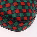 Bottega Veneta INTRECCIATO Shoulder Bag Leather Green Red Gold tone Auth 207251A-16