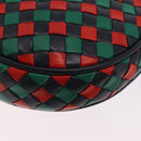 Bottega Veneta INTRECCIATO Shoulder Bag Leather Green Red Gold tone Auth 207251A-18
