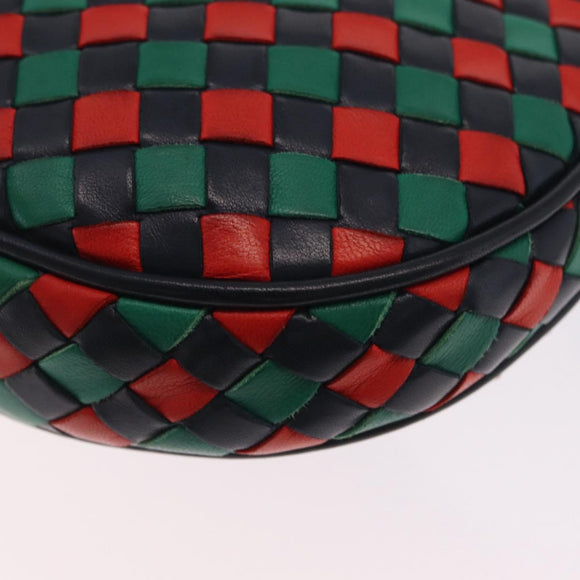 Bottega Veneta INTRECCIATO Shoulder Bag Leather Green Red Gold tone Auth 207251A