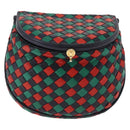 Bottega Veneta INTRECCIATO Shoulder Bag Leather Green Red Gold tone Auth 207251A-13