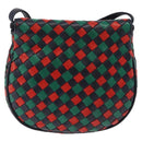 Bottega Veneta INTRECCIATO Shoulder Bag Leather Green Red Gold tone Auth 207251A-2