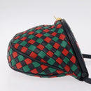Bottega Veneta INTRECCIATO Shoulder Bag Leather Green Red Gold tone Auth 207251A-3