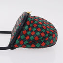 Bottega Veneta INTRECCIATO Shoulder Bag Leather Green Red Gold tone Auth 207251A-4