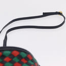 Bottega Veneta INTRECCIATO Shoulder Bag Leather Green Red Gold tone Auth 207251A-14