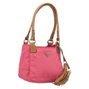 PRADA Hand Bag Nylon Pink Gold Tone Auth 207253V-1