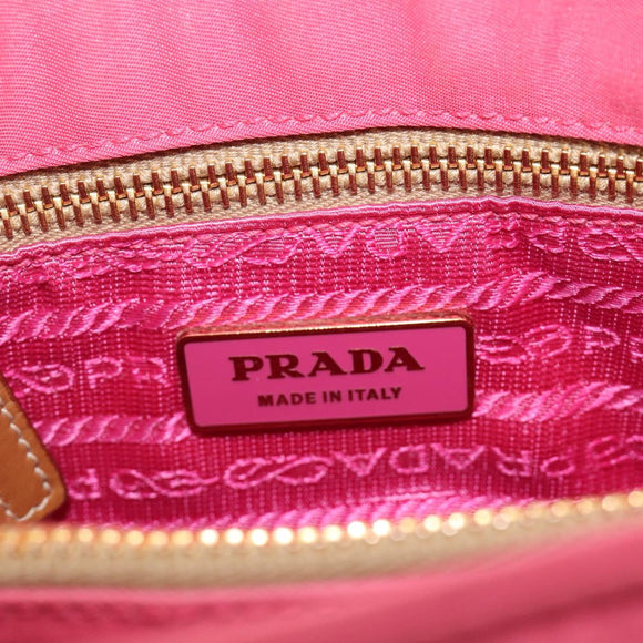 PRADA Hand Bag Nylon Pink Gold Tone Auth 207253V